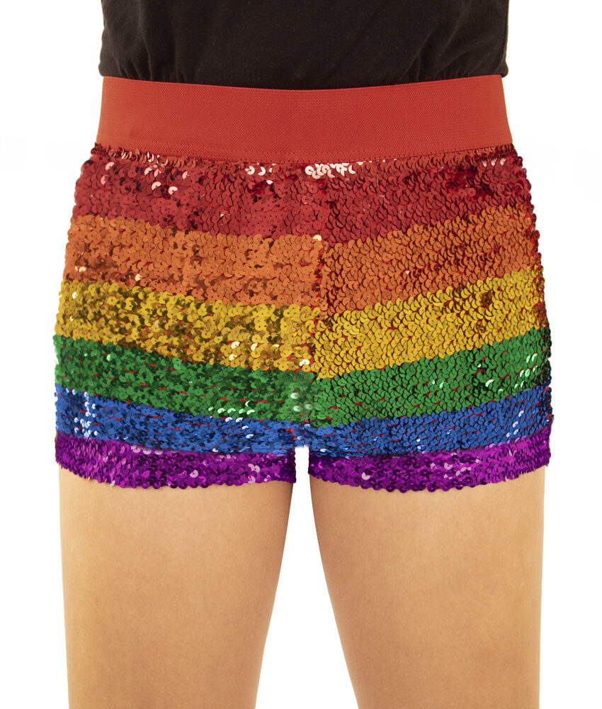 Hotpants met regenboog glitter pailletten