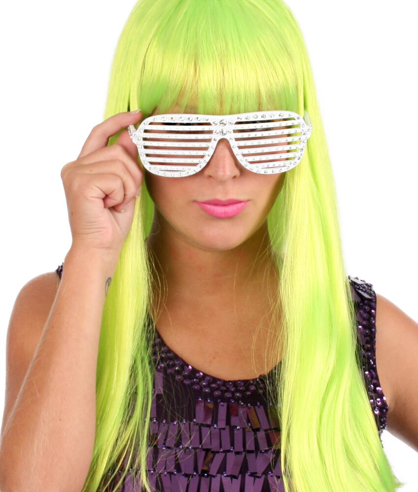 Pruik Valley fluor groen lang