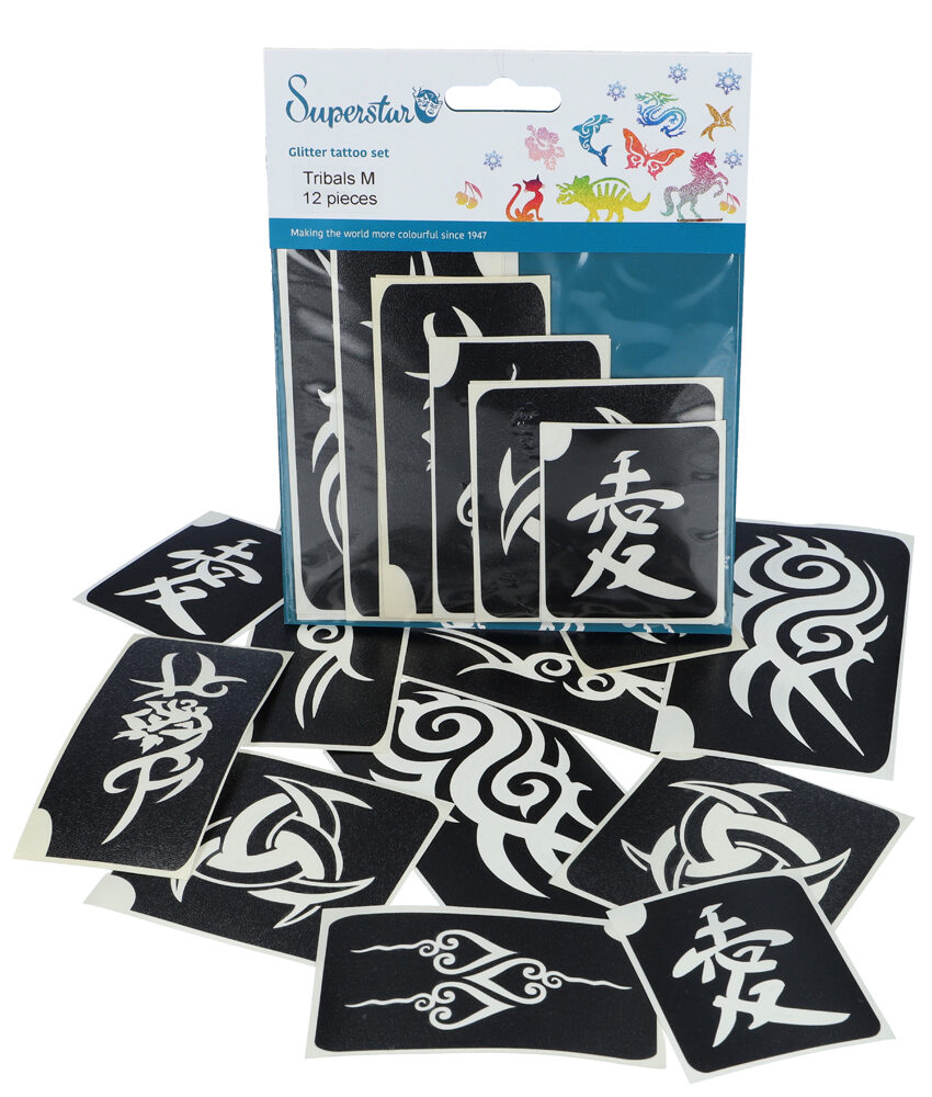 Superstar Glittertattoo stencils Cute 12 stuks