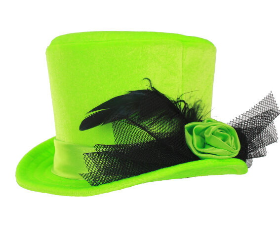 Lenen Correct vitamine Mini hoge hoed neon groen - Feestwinkel Backstage Dani