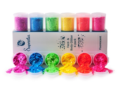 Superstar Chunky Glitter 6-pack fluor