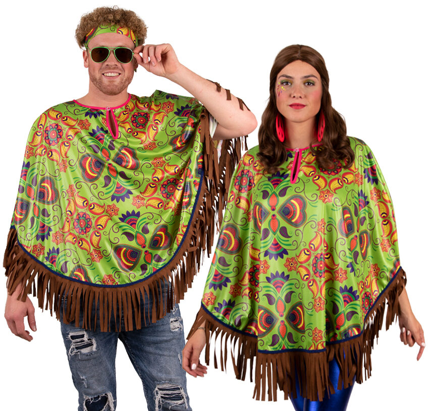 Hippie flower poncho paisley