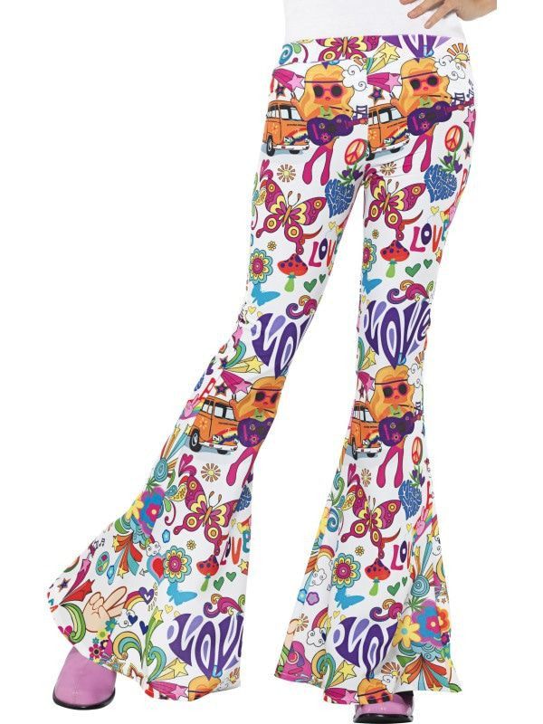 Hippie flower peace broek maat M