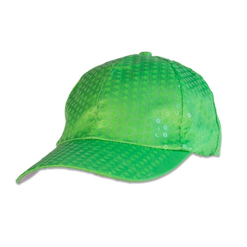 Pet met pailletten neon/fluor groen