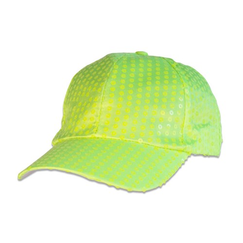 Pet met pailletten neon/fluor geel