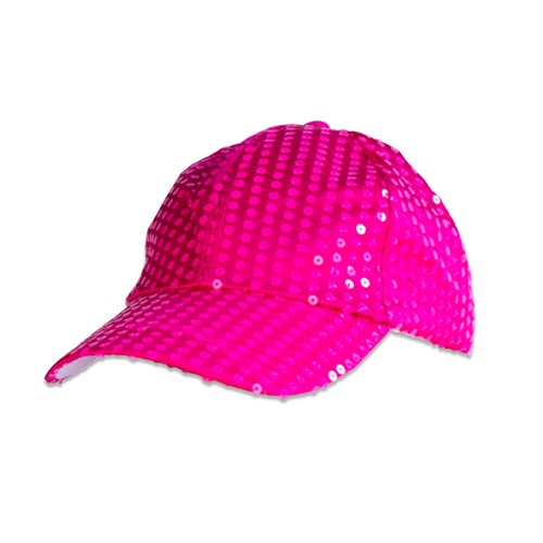 Pet met pailletten neon/fluor roze