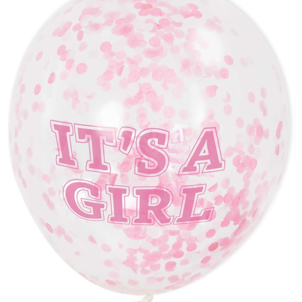 Ballonnen It's A Girl confetti roze DIY