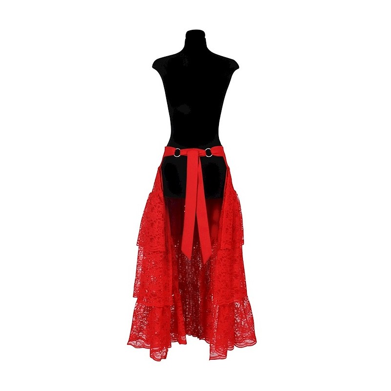 Lange petticoat kant rood