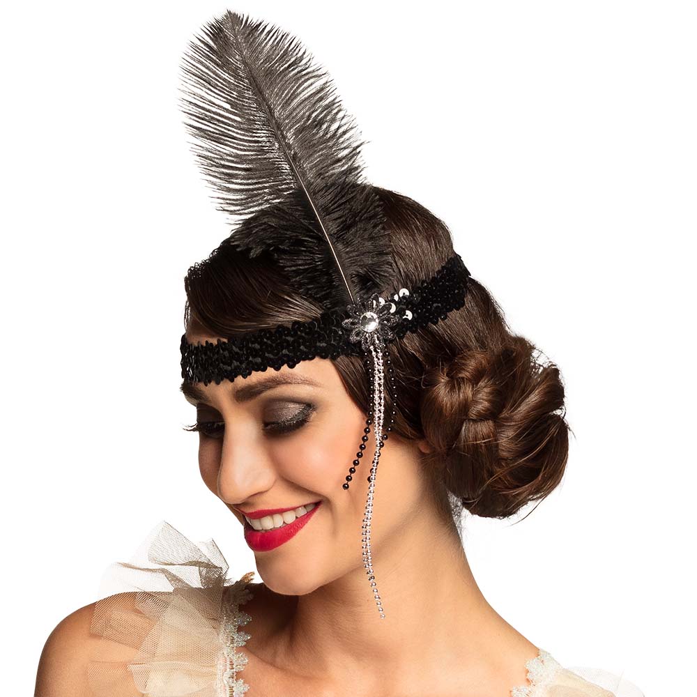Charleston glitter hoofdband zwart