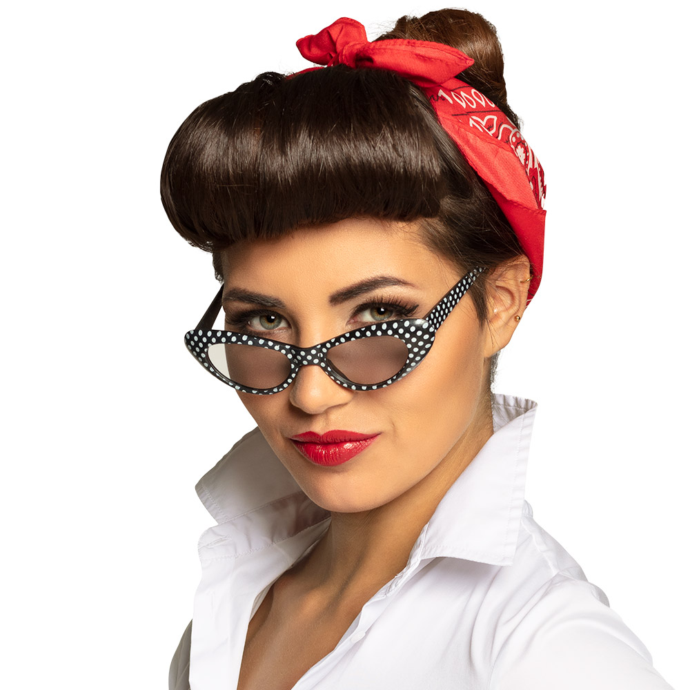 Party bril Sandy 50s stippen zwart wit