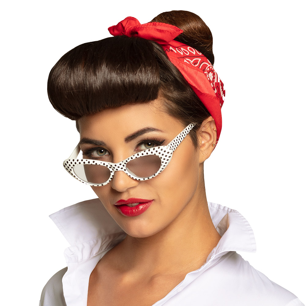 Party bril Sandy 50s stippen wit zwart