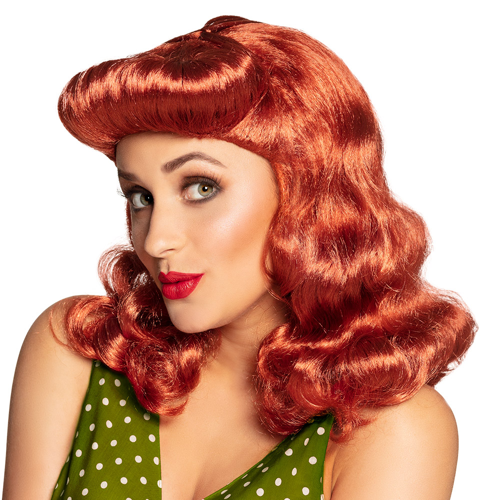 Pruik Pin-up rood