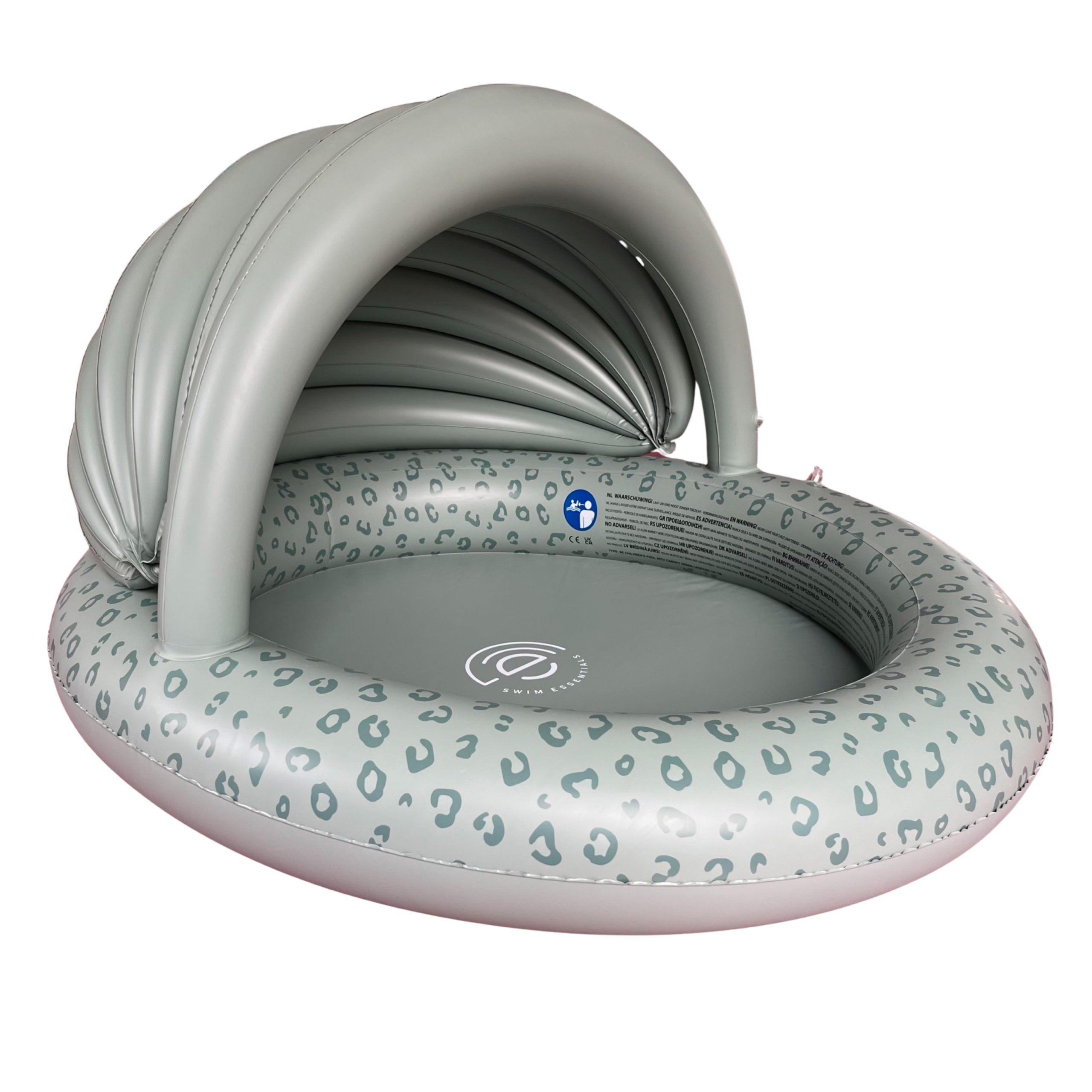 zwembad met dak groen panterprint