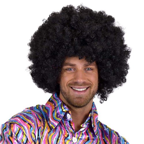 Disco afro pruik zwart