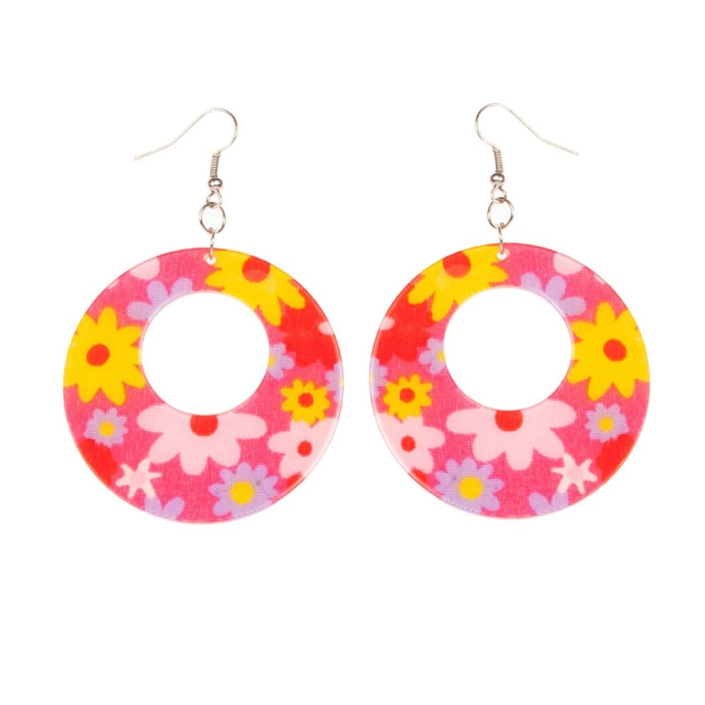 Oorbellen hippie rond/bloem