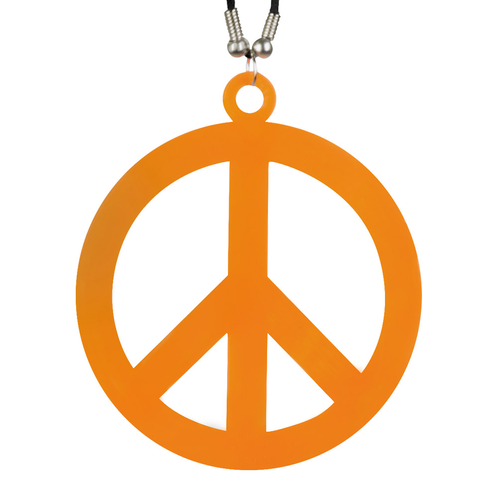 Hippie ketting Peace neon oranje