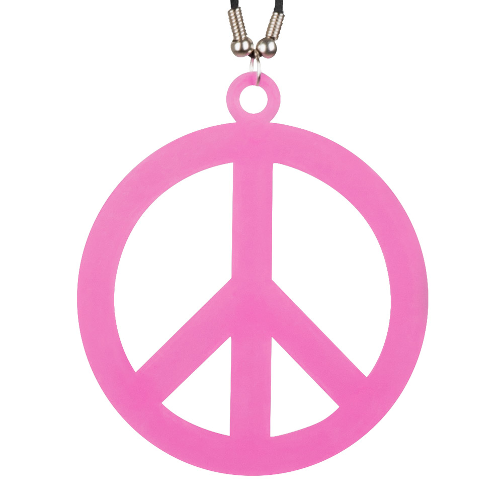 Hippie ketting Peace neon roze