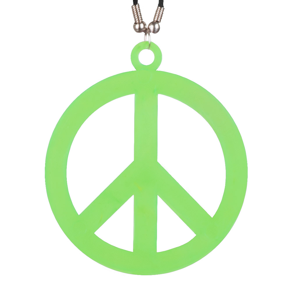 Hippie ketting Peace neon groen