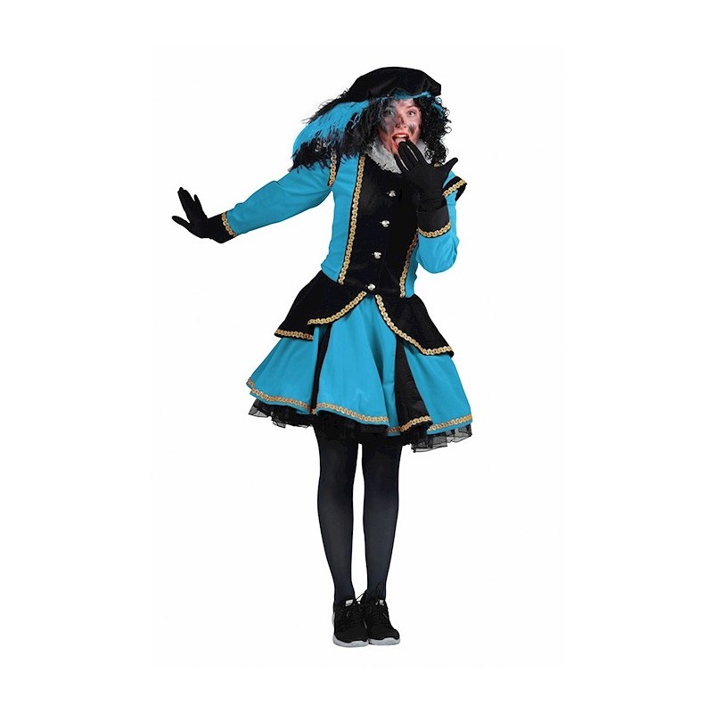 Pieten jurk Madrid blauw zwart L