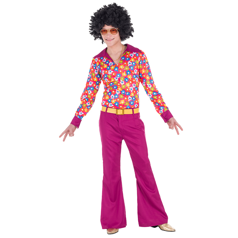 Hippie Groove kostuum heren roze XL