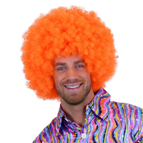 Super afro pruik oranje
