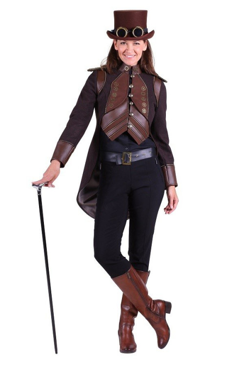 Steampunk jas dame Eulalia bruin XL
