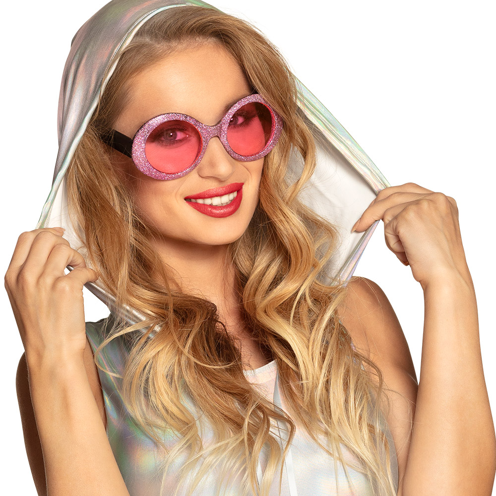 Party bril sixties glitter roze