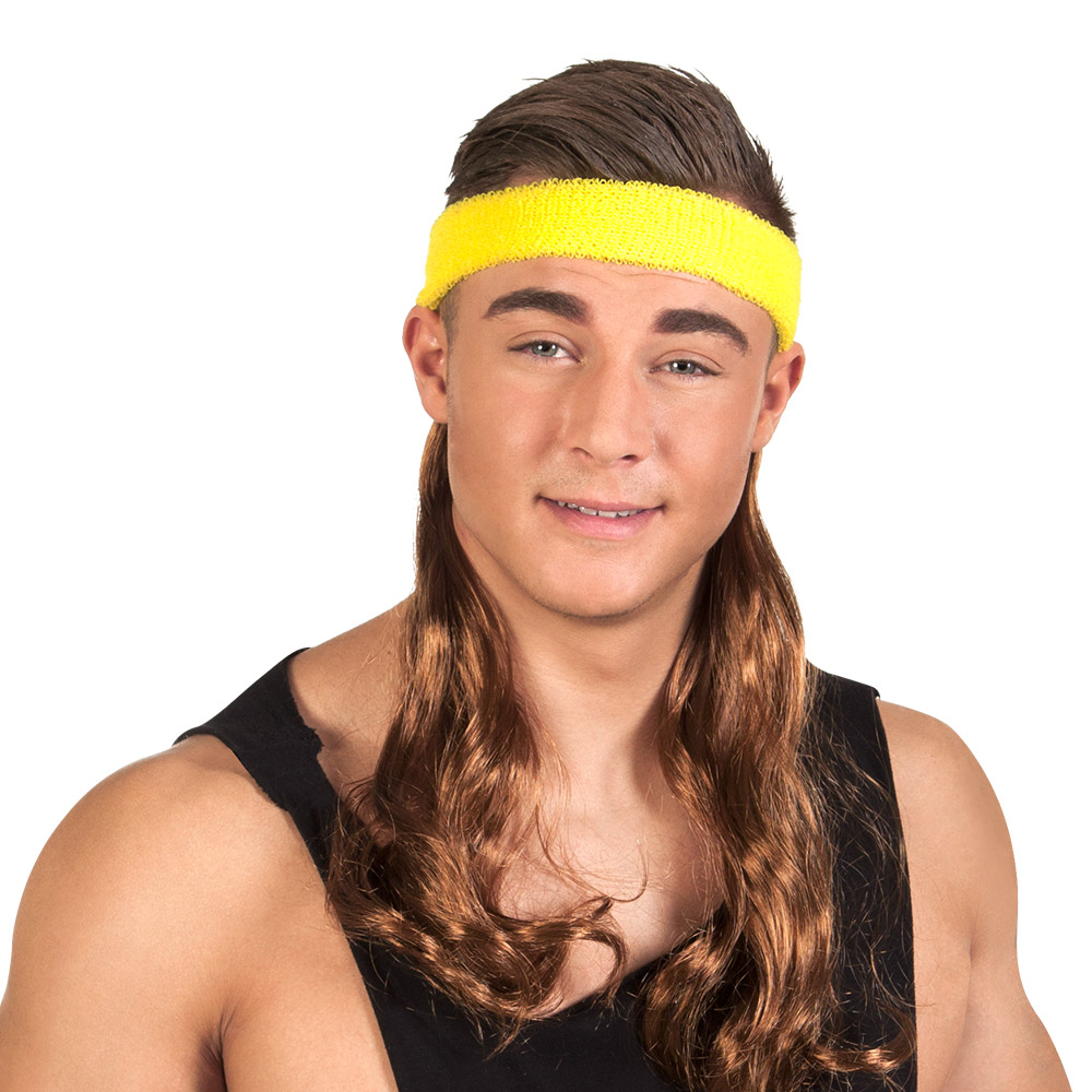 Zweetband Hoofdband geel met haar