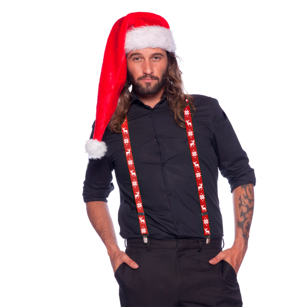 Bretels Kerst rendier rood