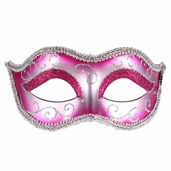 Masker Venice donker roze-zilver