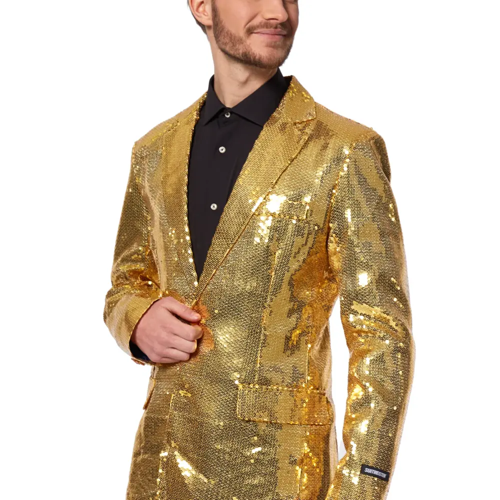 Sequin glitter blazer goud