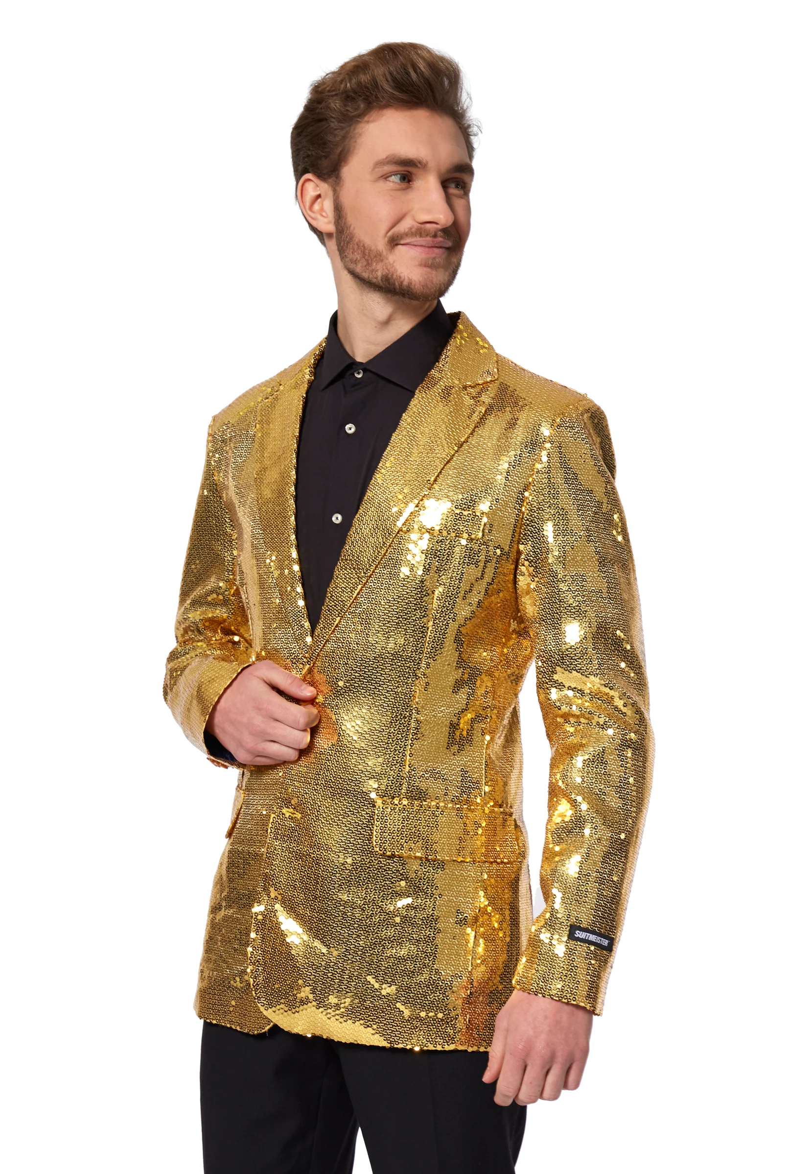 Sequin glitter blazer goud