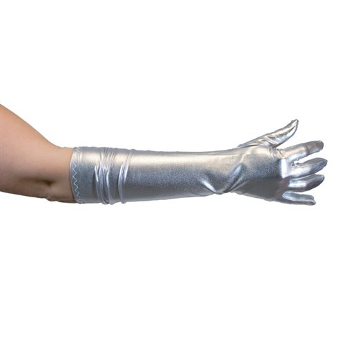 Lange handschoenen metallic zilver (40cm)