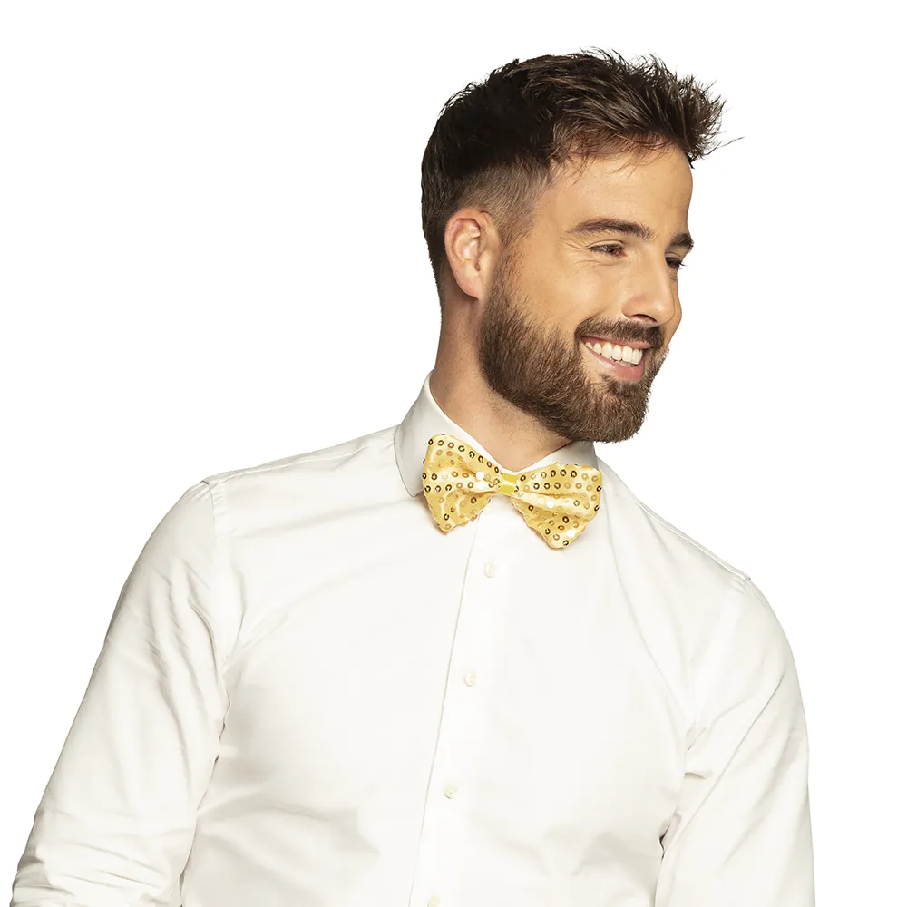 Vlinderstrik sequin goud