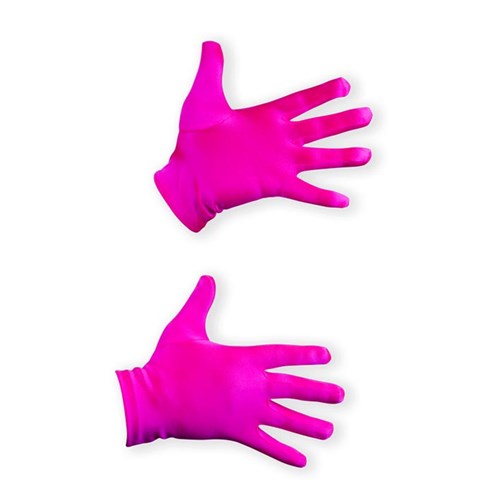 Korte handschoenen satijn neon roze