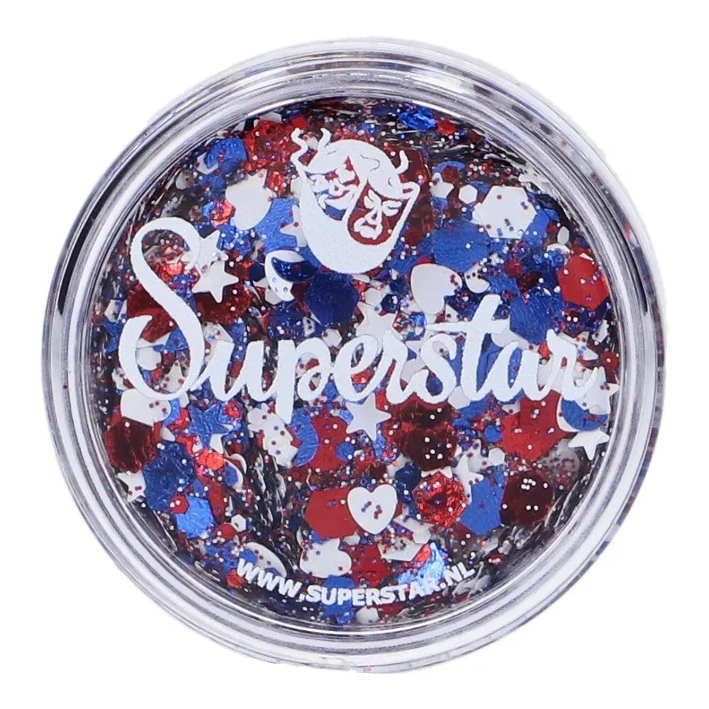 Chunky Glitter Cream Red, White & Blue (10ml)