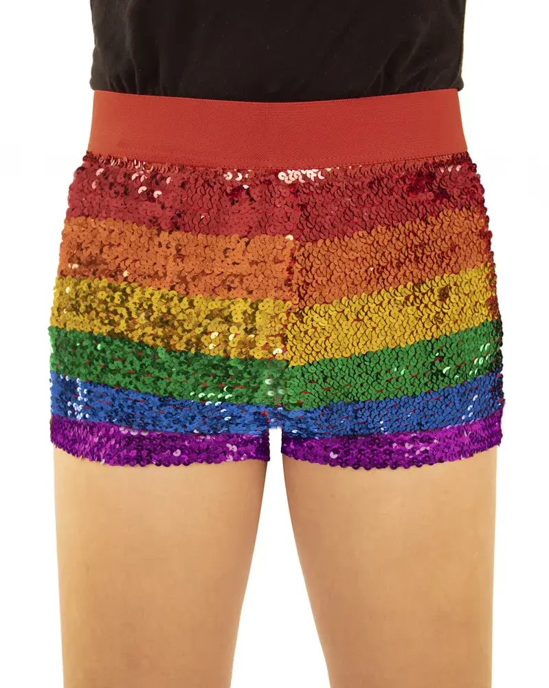 Hotpants met glitter pailletten regenboog L/XL