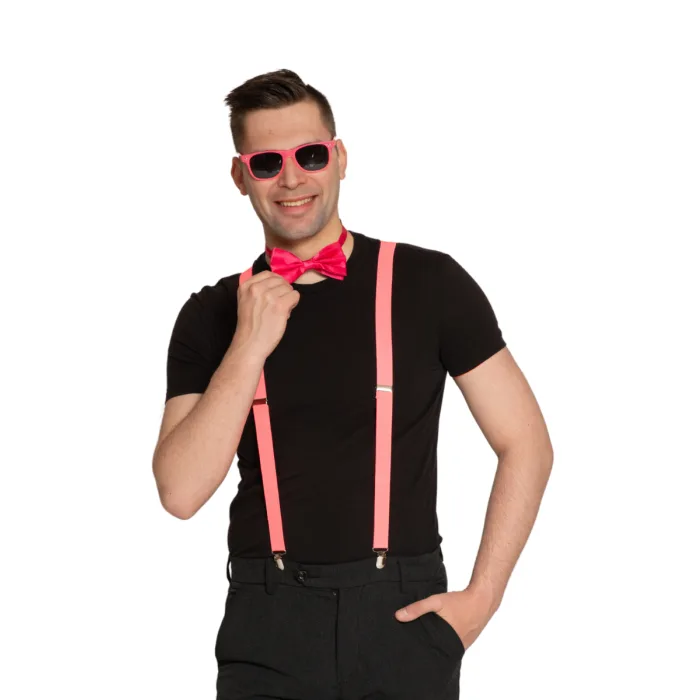 Bretels neon roze set