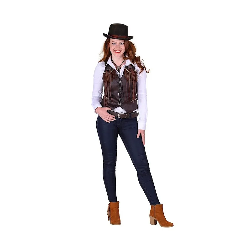 Cowboy vest lederlook dame XL