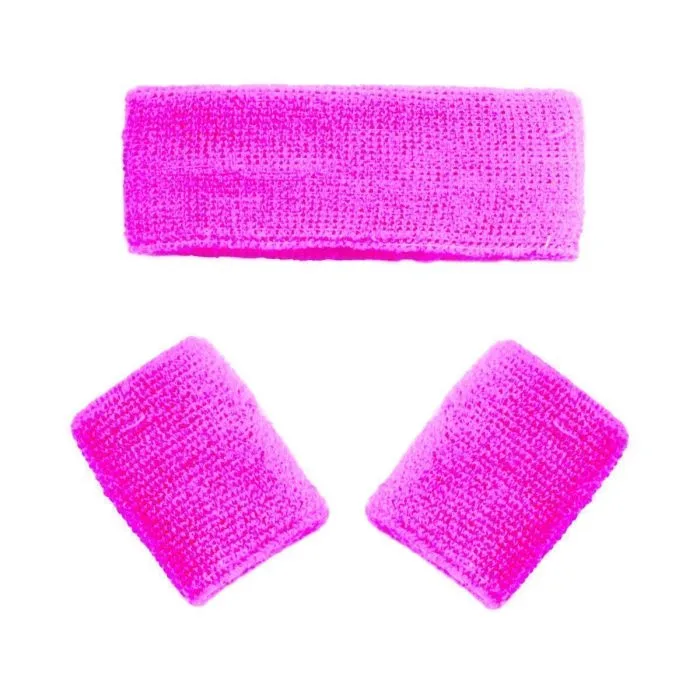 Zweetbandjes set neon roze