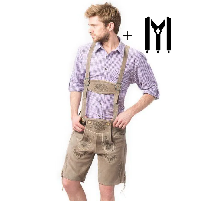 Lederhose Vintage Kort licht Bruin Deluxe - XL/54 (Rundleer)