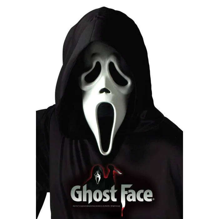 Scream Ghost Face Masker met Capuchon Officiële Licentie wit