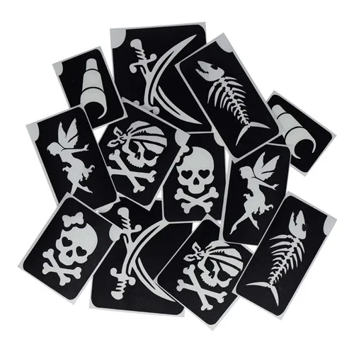 Superstar glittertattoo sjablonen Pirate 12st